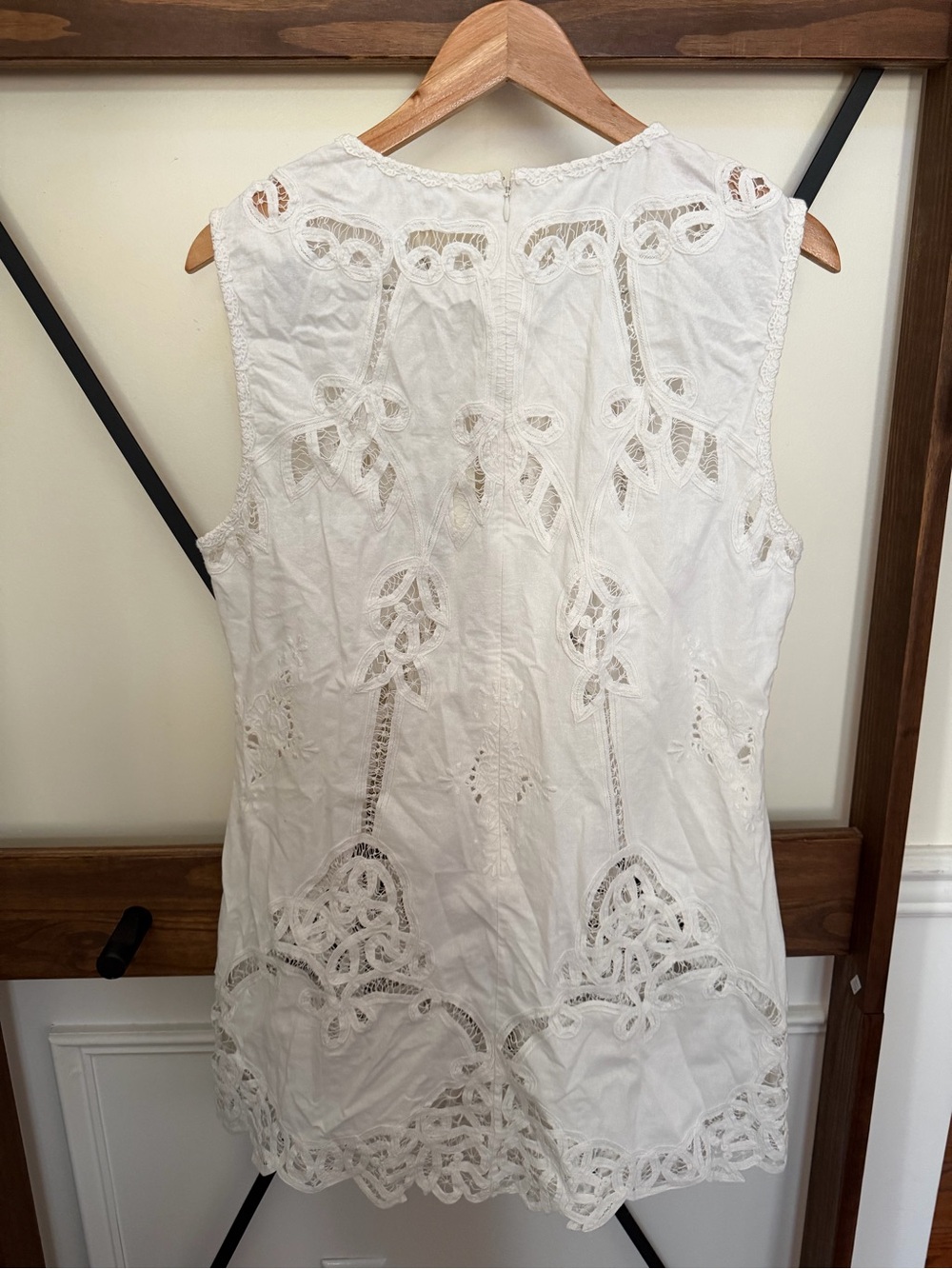 THE GREAT. White Eyelet Lace Mini Dress NO SLIP - Picture 4 of 8